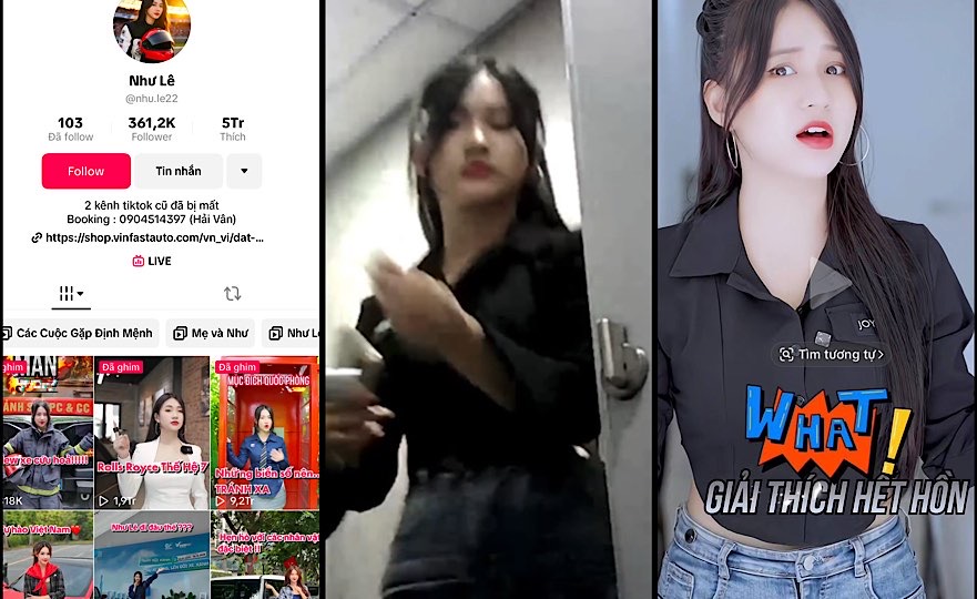 Hot tiktoker Nhu Le lo clip bi quay len luc di dai lau bim